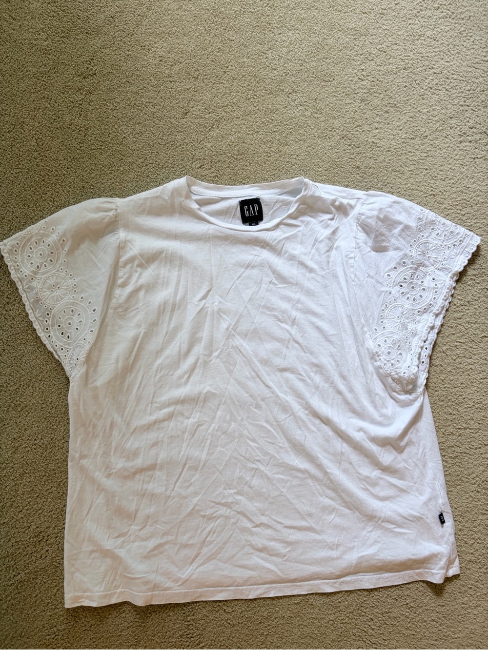 GAP White Eyelet Short Sleeve Tee